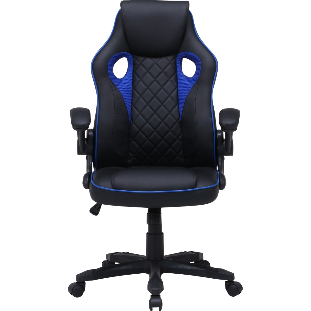 不二貿易 ゲーミングチェア シグナルブルー 回転式 リクライニング アームアップ 幅65.5cm 15508 Eスポーツ 組立式 ブルー