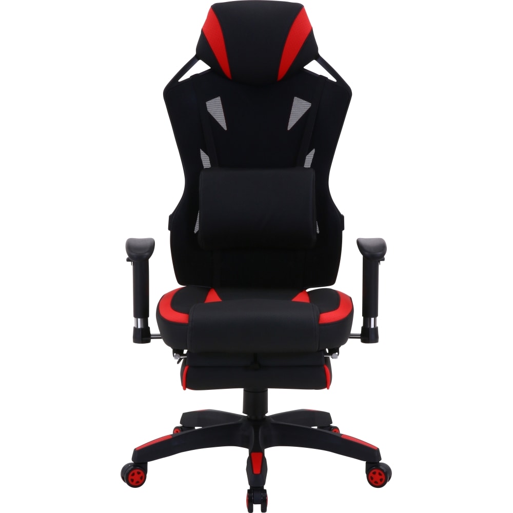【アウトレット】不二貿易 メッシュゲーミングチェア レイズレッド フットレスト付  回転式 リクライニング   幅68.5cm 19429 Eスポーツ 組立式 レッド