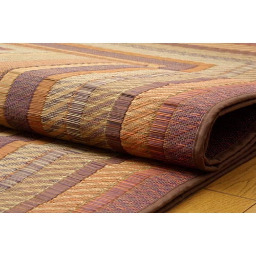 イケヒコ・コーポレーション(IKEHIKO) 　純国産　袋三重織　い草ラグカーペット　『ＤＸグラデーション』　ブラウン　１９１×１９１ｃｍ（裏：不織布） ブラウン　１９１×１９１ｃｍ