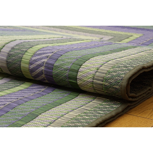 イケヒコ・コーポレーション(IKEHIKO) 　純国産　袋三重織　い草ラグカーペット　『ＤＸグラデーション』　グリーン　１９１×１９１ｃｍ（裏：不織布） グリーン　１９１×１９１ｃｍ