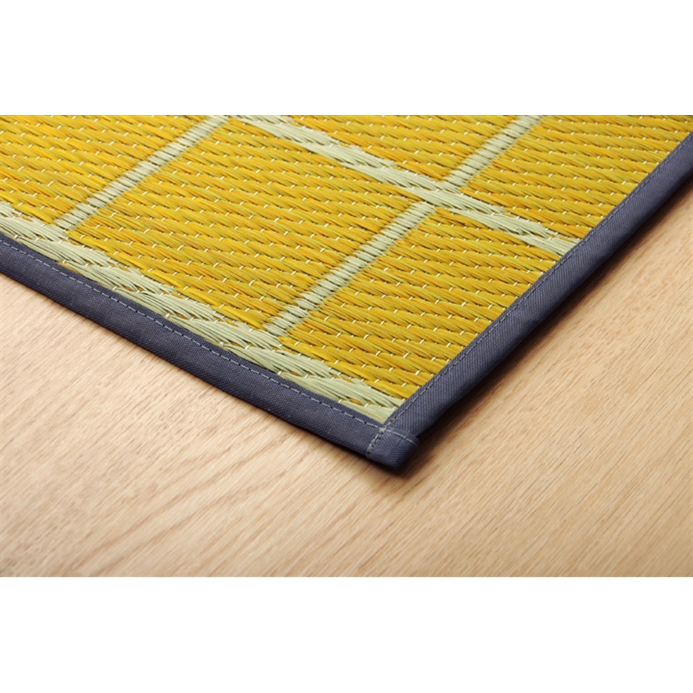 イケヒコ・コーポレーション(IKEHIKO) 　キッチンマット 240cm 滑りにくい加工 国産い草 シンプル 『チェック』 イエロー 約60×240cm 60×240cm