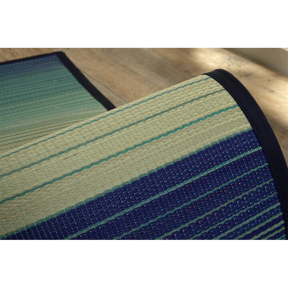イケヒコ・コーポレーション(IKEHIKO) い草ラグ おしゃれ コンパクト シンプル カーペット 『DXモーセ』 ブルー 約135×