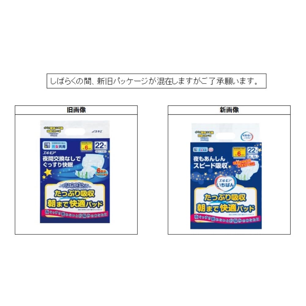 いちばんたっぷり吸収朝まで快適パッド　２２枚　×６個セット ２２枚×６個セット