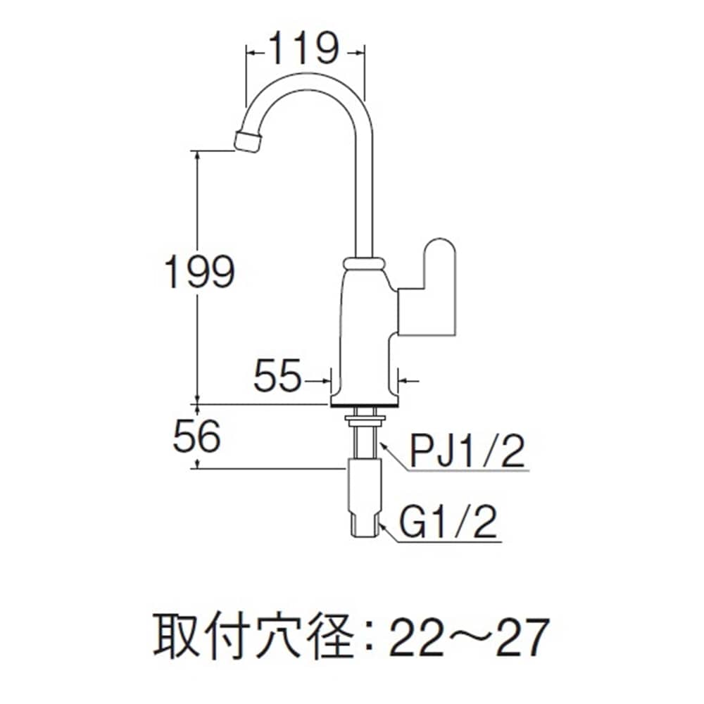 SANEI 立形自在水栓（パーティシンク用）JA546HCV-13(標準地仕様): 住宅設備・電設・水道用品|ホームセンターコーナンの通販サイト