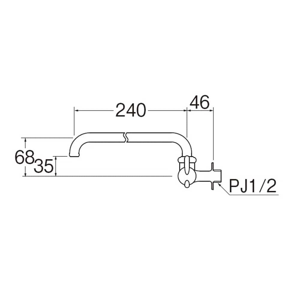 SANEI ミニセラ横形自在水栓JA205-L2-13 パイプ長さ240mm