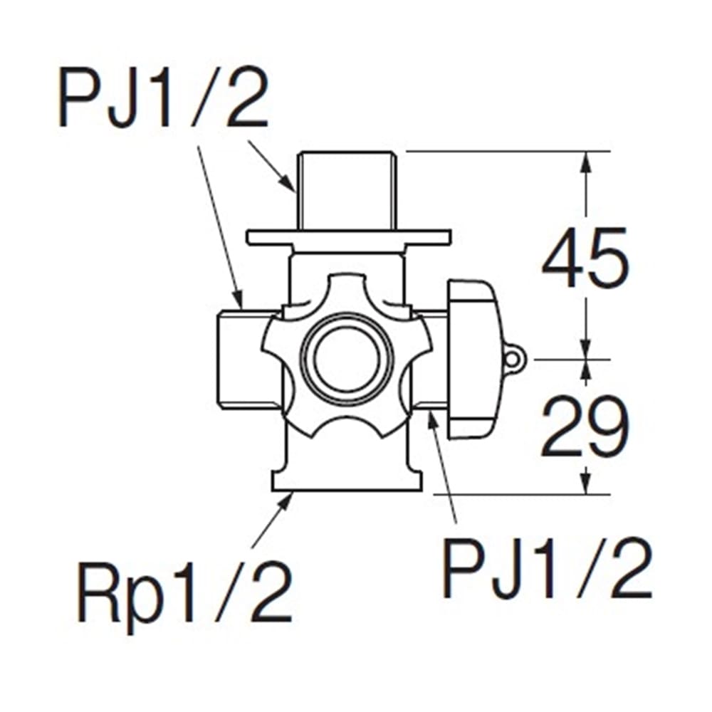 SANEI 水抜クロス分岐バルブJB41JK-13