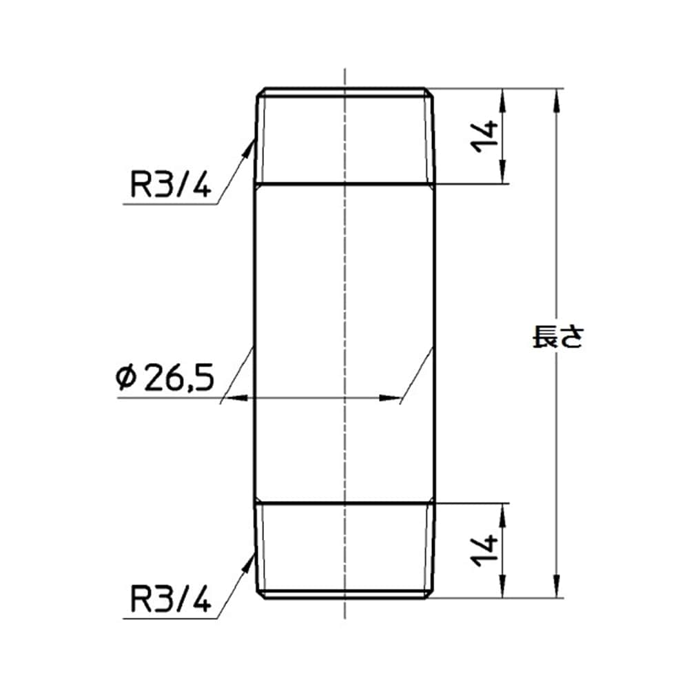 SANEI 給水管V22J-62-20X65 長さ65mm