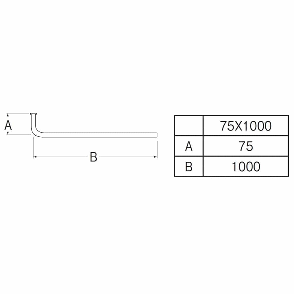 SANEI ツバ付給水Ｌ管V22J-65-75X1000 75×1000mm