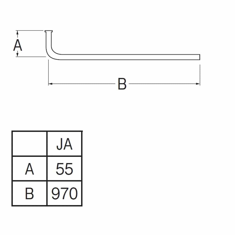 SANEI ツバ付給水Ｌ管V22J-65-JA-55X970 55×970mm