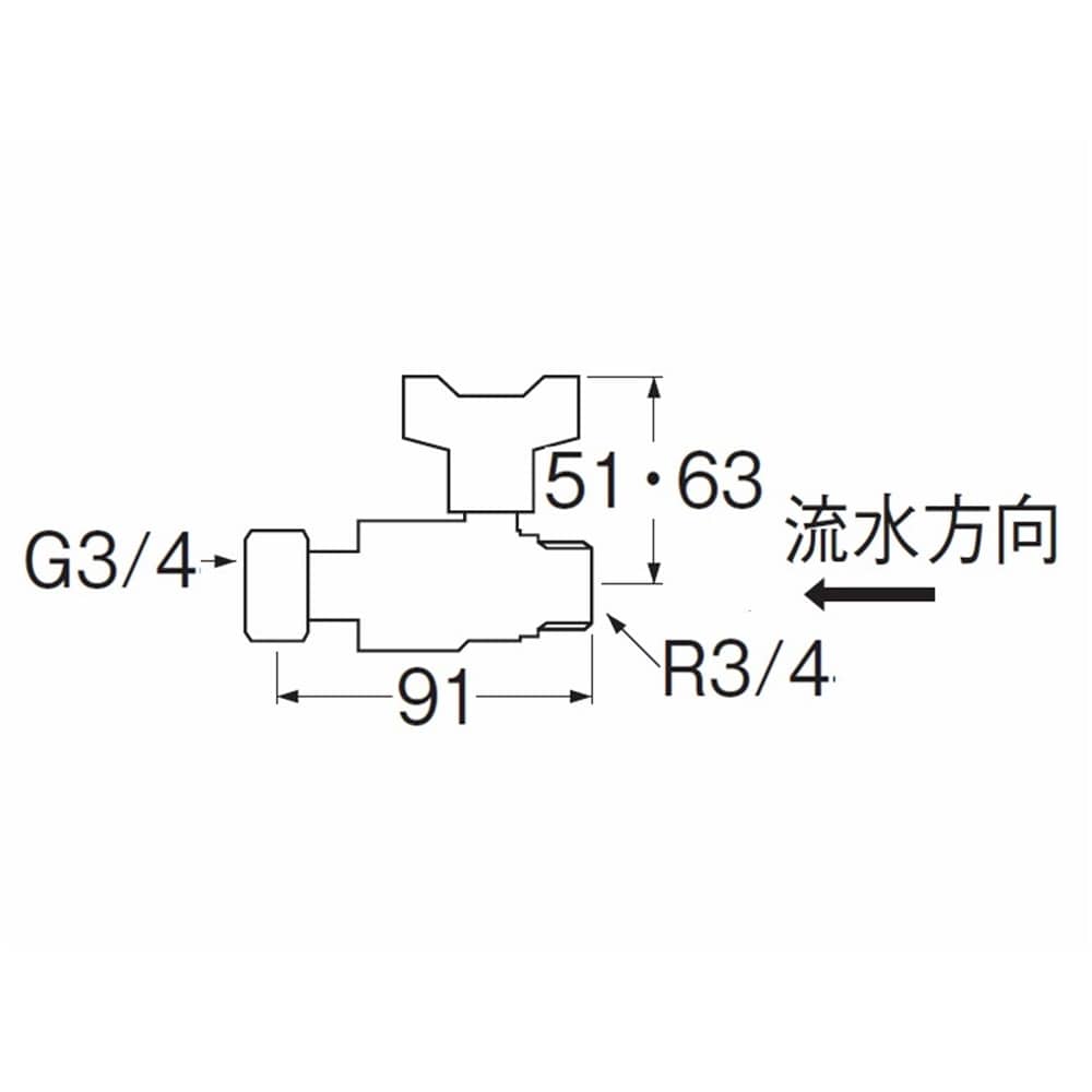 SANEI ナット付逆止付ボールバルブV665BV-20 呼び20