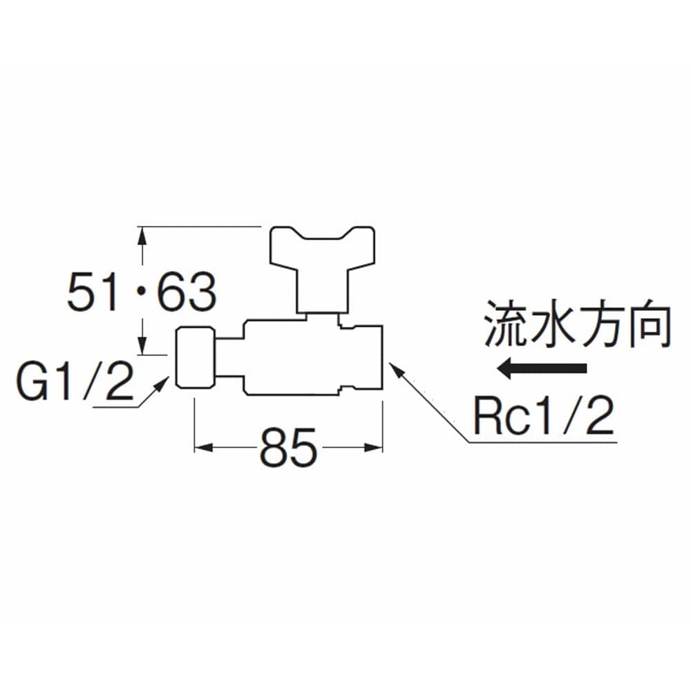 SANEI ナット付逆止付ボールバルブV657BV-13 呼び13