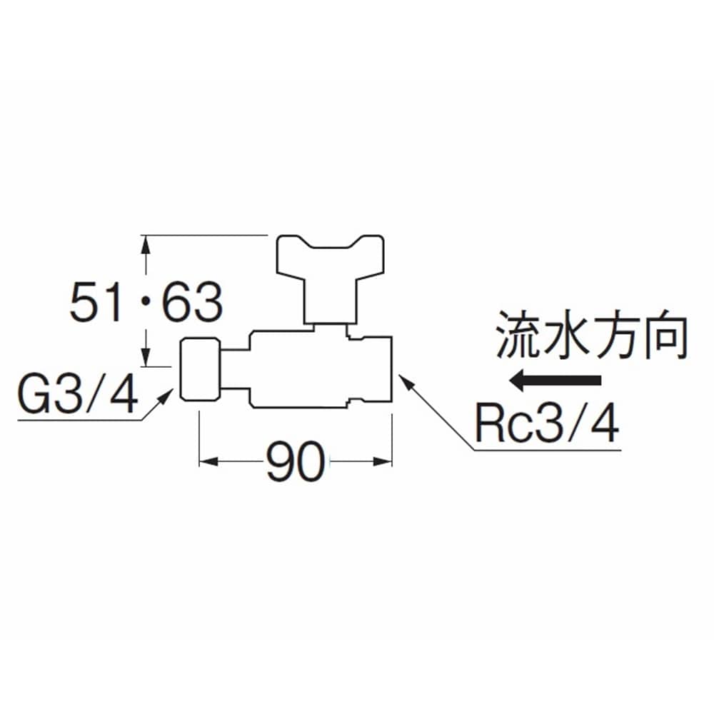 SANEI ナット付逆止付ボールバルブV657BV-20X13 20Ｘ13