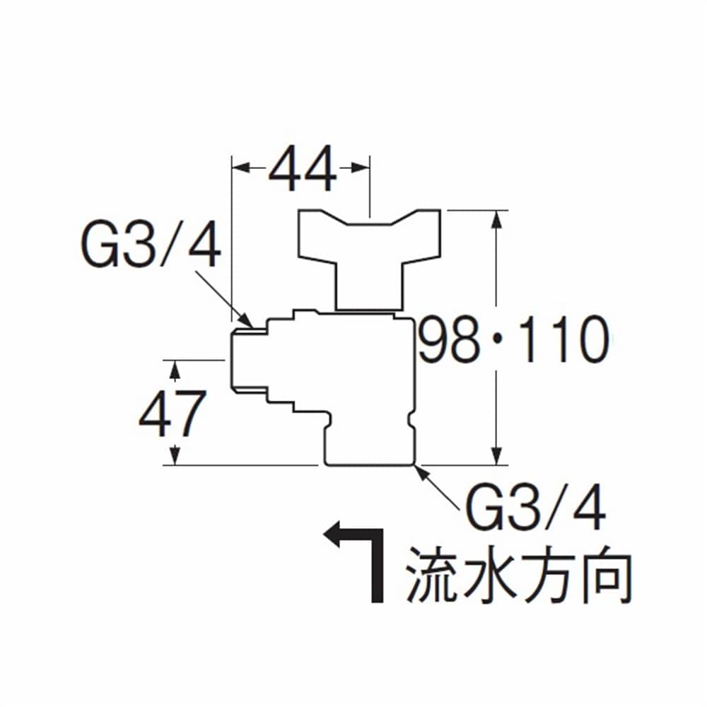 SANEI ナット付逆止付アングルボールバルブV6270BV-20 呼び20