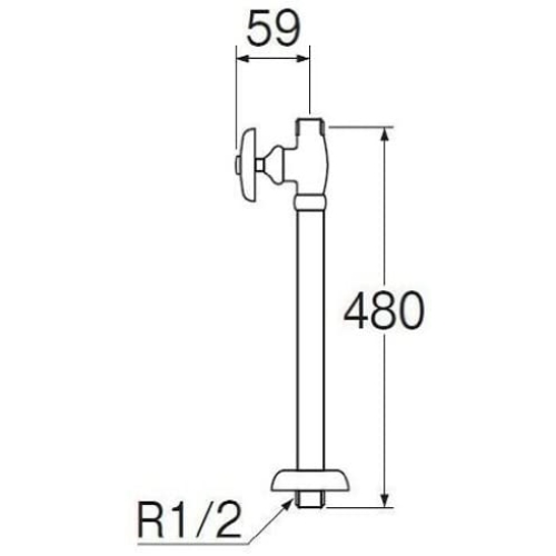 SANEI ストレート形止水栓 JV21JS-X2-13X420 13X420