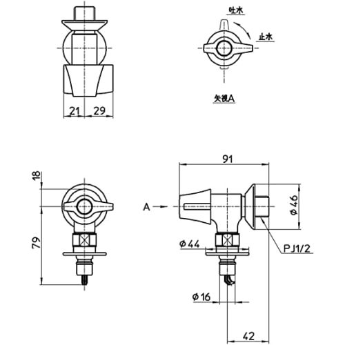 SANEI 洗濯機用送り座水栓 JY1432TV-13