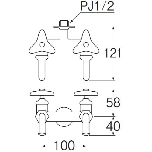 SANEI 二口ホーム水栓（寒冷地用）F13AK-13 寒冷地仕様