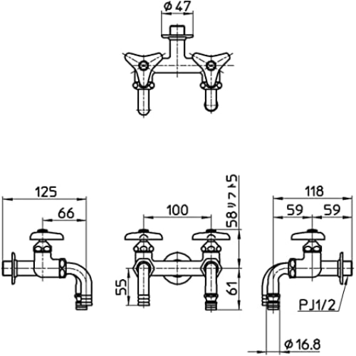 SANEI 散水用二口ホーム水栓 F136V-13