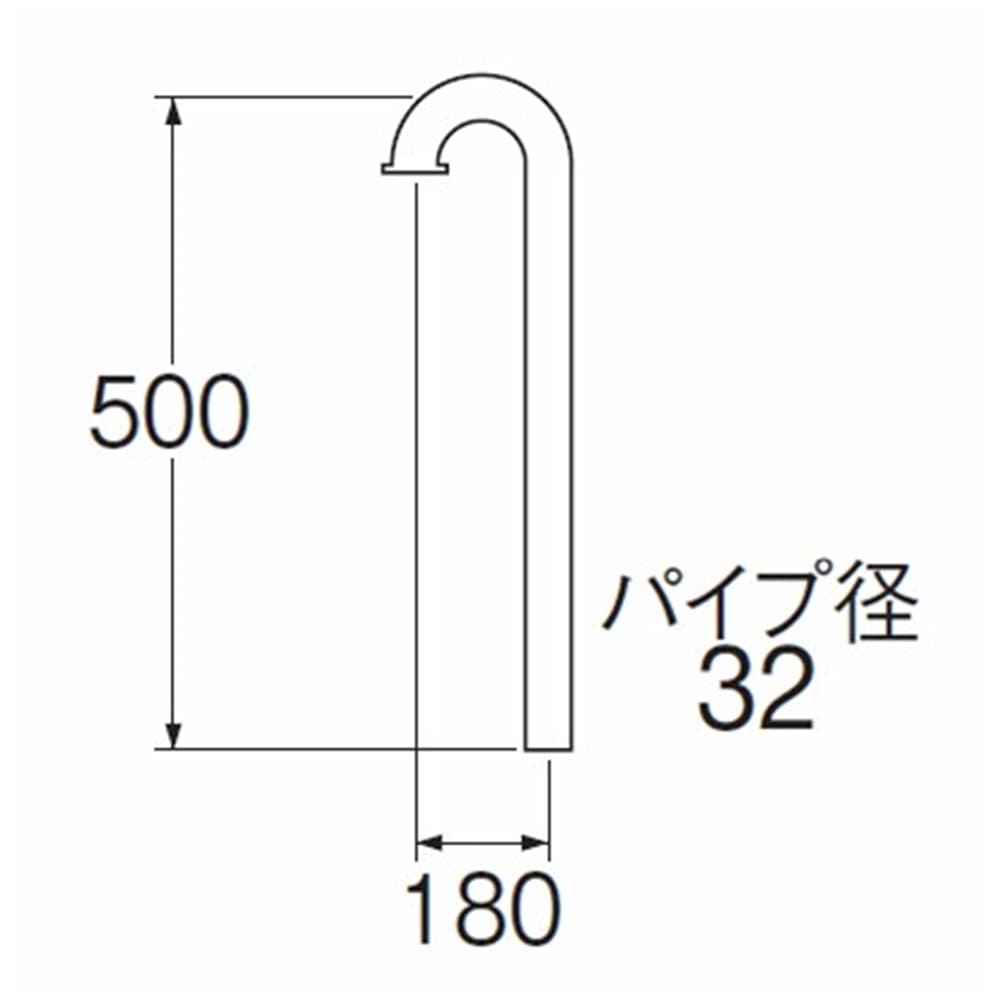 SANEI 幅広ＳパイプH70-660-32X180X500 38Ｘ180mm