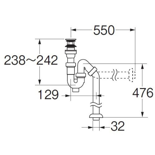 SANEI 洗面排水栓付Ｓ・Ｐ兼用トラップH7710-32