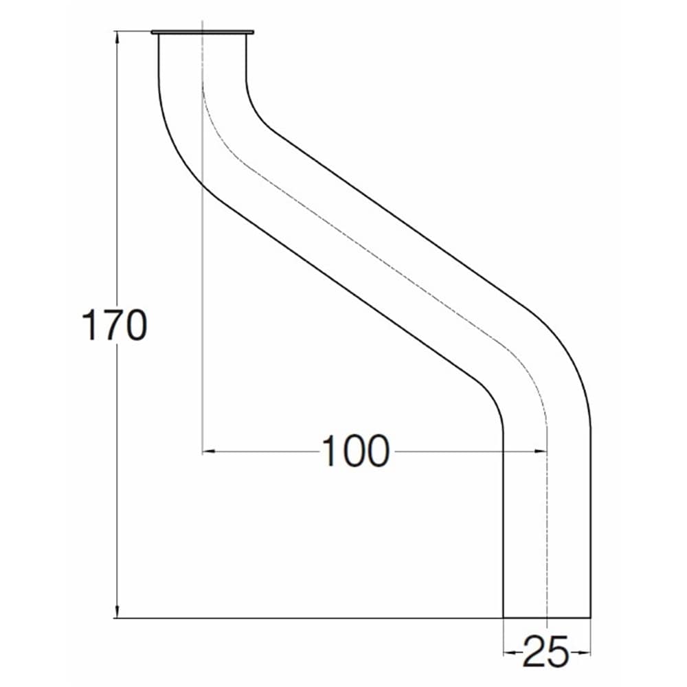 SANEI 片ツバ偏心パイプH70-65-25X100X170 25Ｘ100mm