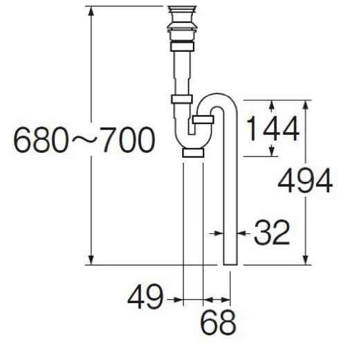 SANEI 洗髪排水栓付ＳトラップH770-38