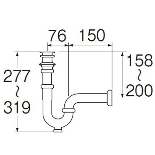 SANEI アフレ付Ｐトラップ（掃除口付）H712-32 パイプ径32mm