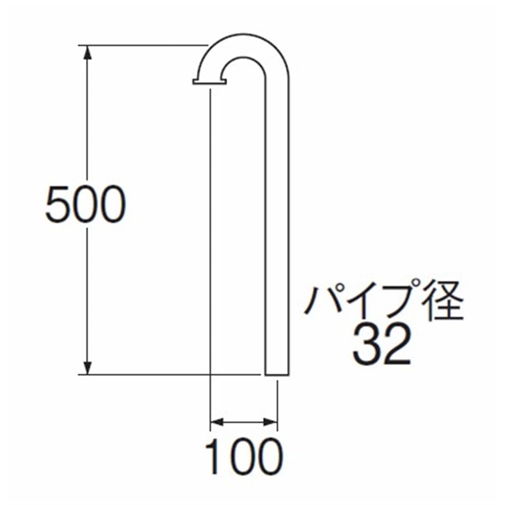 SANEI 幅広ＳパイプH70-660-32X100X500 32Ｘ100mm