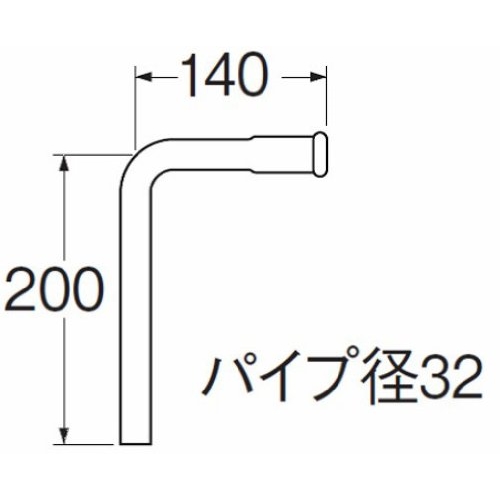 SANEI ロータンク洗浄管下部H80-1-32X140X200 32Ｘ340mm