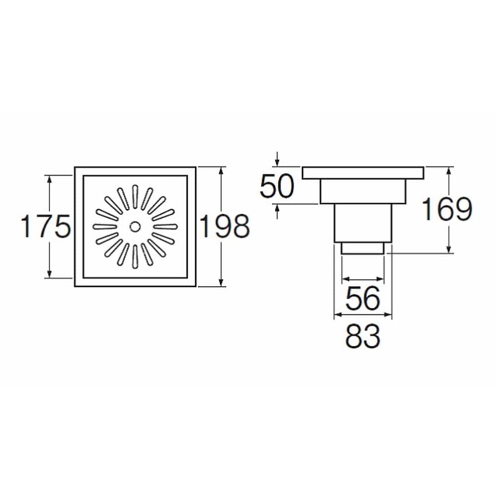 SANEI 排水ユニットH902-200 198mm辺