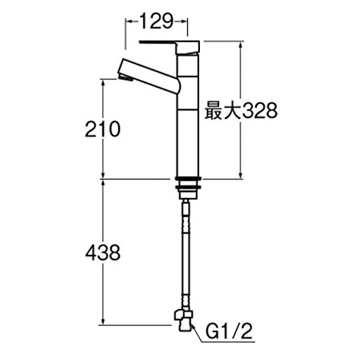 SANEI シングルワンホール洗面混合栓K475NJVZ-2T1-13(標準地仕様  