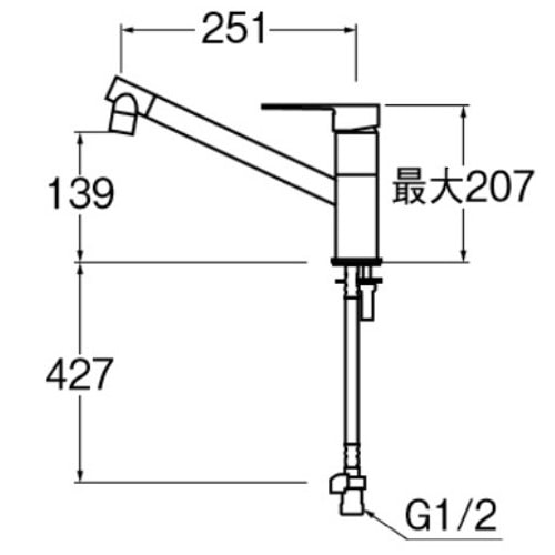 SANEI シングルワンホール混合栓（寒冷地用）K875JDKZ-1-13 寒冷地仕様