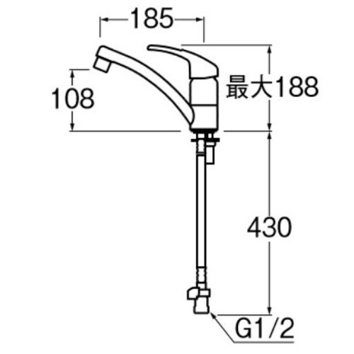 SANEI シングルワンホール混合栓K87610JV-S-13(標準地仕様): 水道・水 