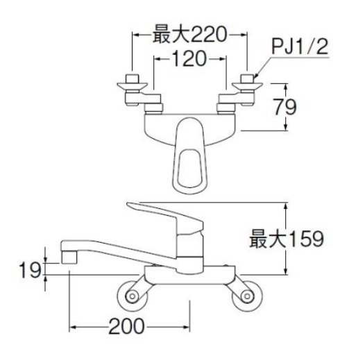 ＳＡＮＥＩシングルレバー混合栓Ｋ２７１０Ｅ－１３