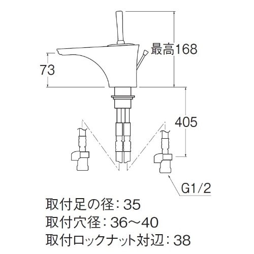 SANEI シングルワンホール洗面混合栓K4780PJV-13 標準地仕様