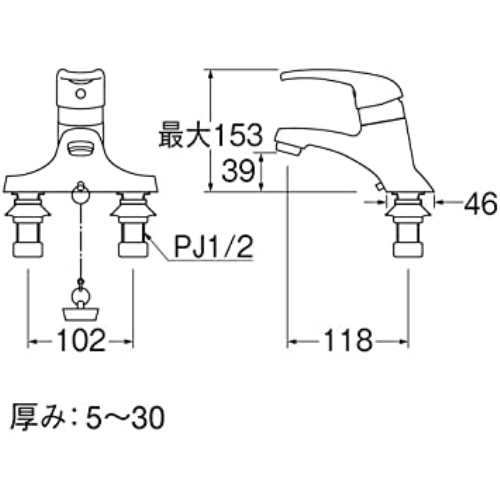 シングル洗面混合栓Ｋ５７Ｃ－１３