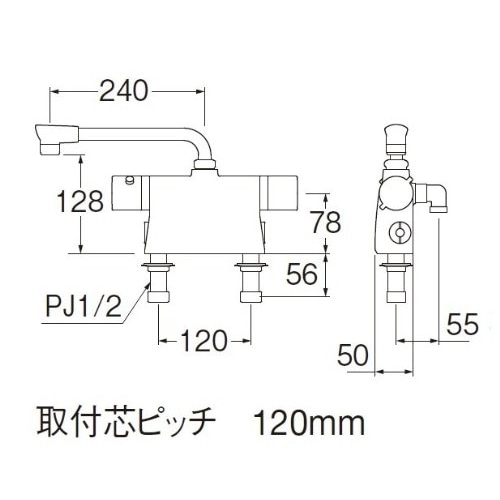 SANEI サーモデッキシャワー混合栓SK78501D-L-13