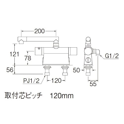 SANEI サーモデッキシャワー混合栓SK78501DT2-13 標準地仕様