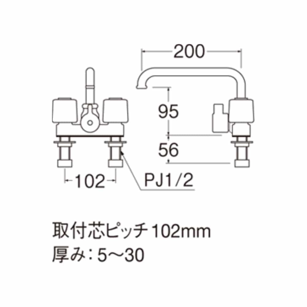 SANEI ツーバルブデッキシャワー混合栓　ＳＫ７１－Ｗ－１３