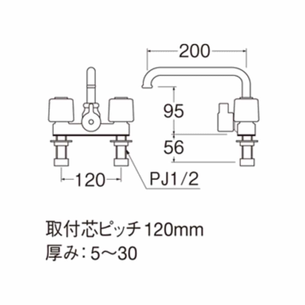 SANEI ツーバルブデッキシャワー混合栓　ＳＫ７１０－Ｗ－１３