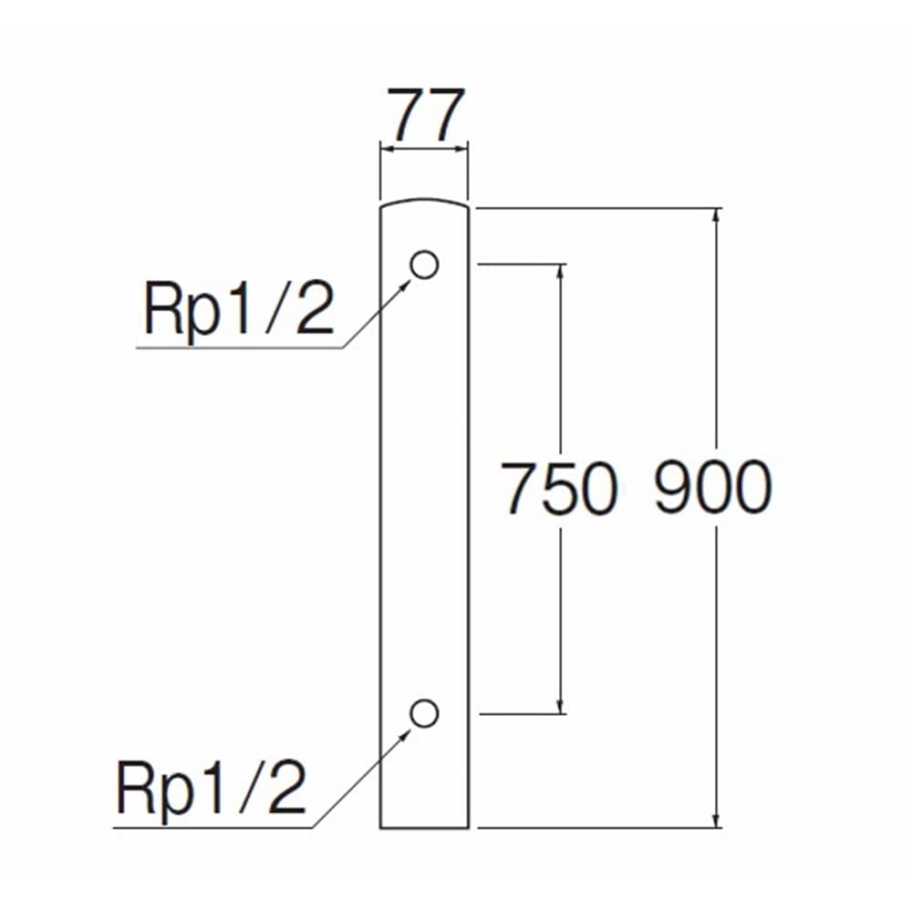 SANEI ステンレス水栓柱T805-76X900 全長900mm