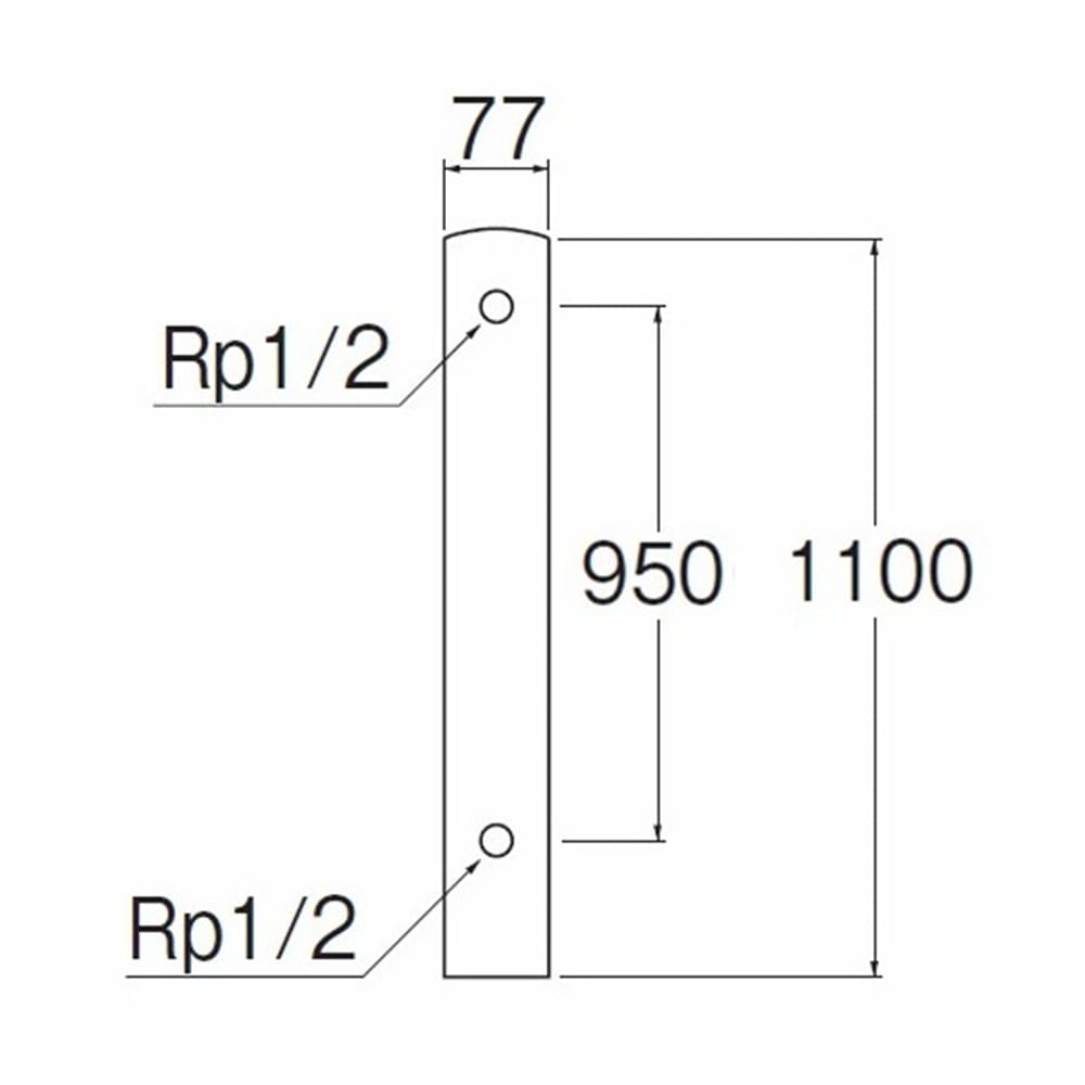 SANEI ステンレス水栓柱T805-76X1100 全長1100mm