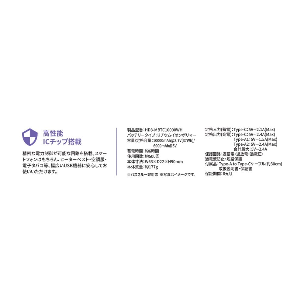磁気研究所　急速充電モバイルバッテリー１００００ｍＡｈ　ＨＤ３－ＭＢＴＣ１００００ＷＨ １００００ｍＡｈ