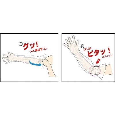 ■トラスコ中山(TRUSCO)　使い捨てぴたフィットロング手袋　Ｍ　１００枚入　ＴＬＰＭ TLPM