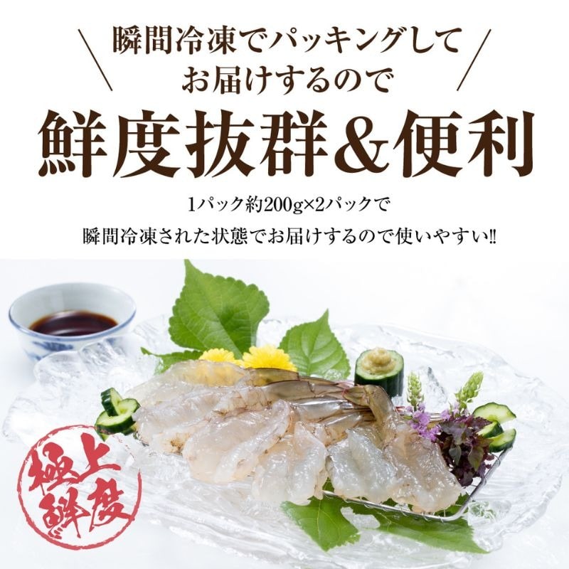 青空えび (和名：シロアシエビ) 200g×2パック 冷凍  海老 殻付き 有頭えび 生えび 2パック