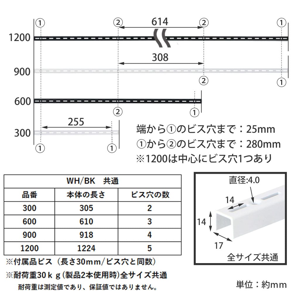 アイアン支柱６００ホワイト ６００ ホワイト