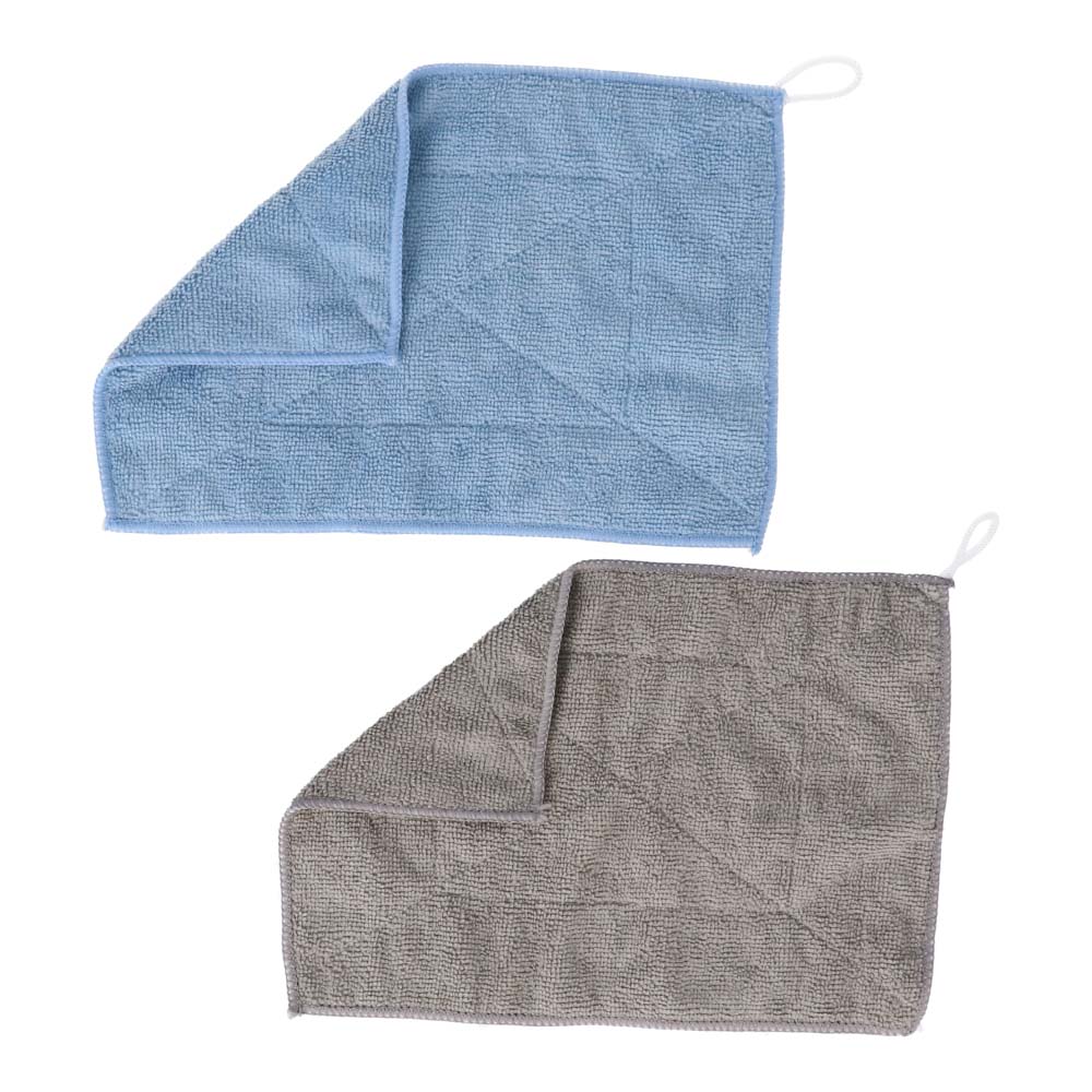 LIFELEX 紐付Ｍファイバー雑巾 ５Ｐ　ＫＧ２１－５７５２ ブルー×２／グレー×３