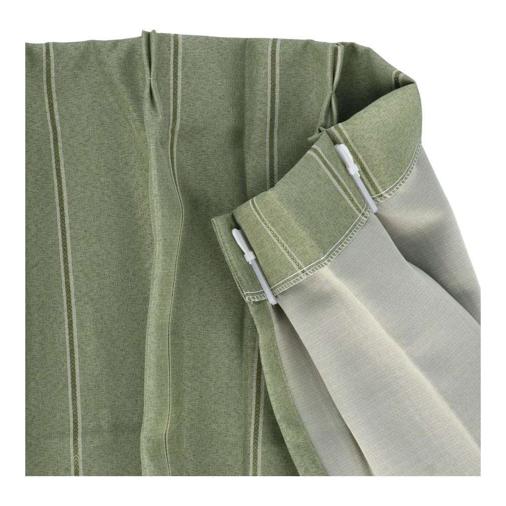 LIFELEX　遮光遮熱保温カーテン　ライン　１００×１３５ｃｍ　グリーン 幅100×丈135ｃｍ
