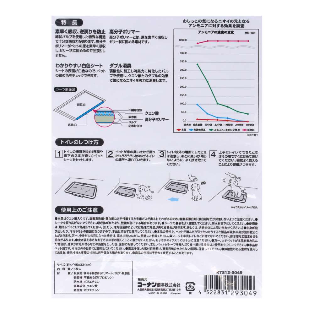 LIFELEX　お試し強力消臭ペットシーツレギュラー６枚　ＫＴＳ１２－３０４９ お試し　レギュラー６枚