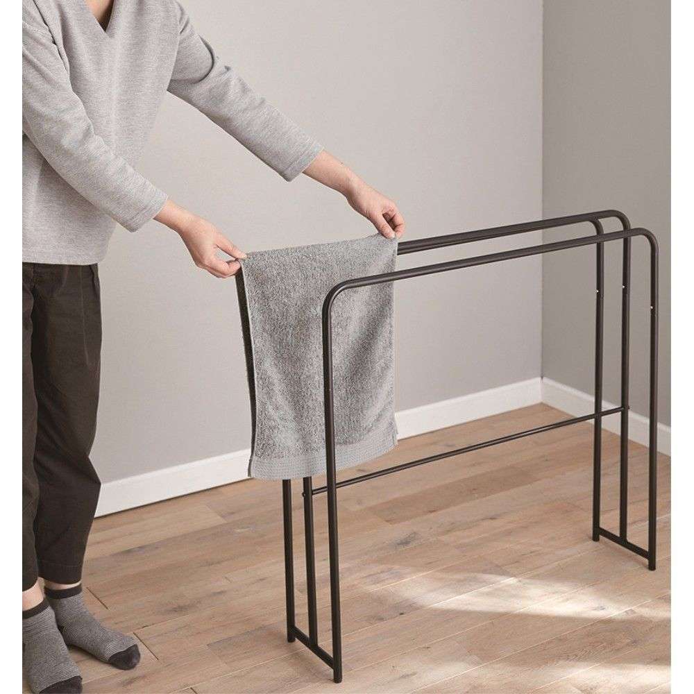 LIFELEX　大判も干せる室内タオル干し　ブラック　ＷＨ２１－８８８８ ブラック