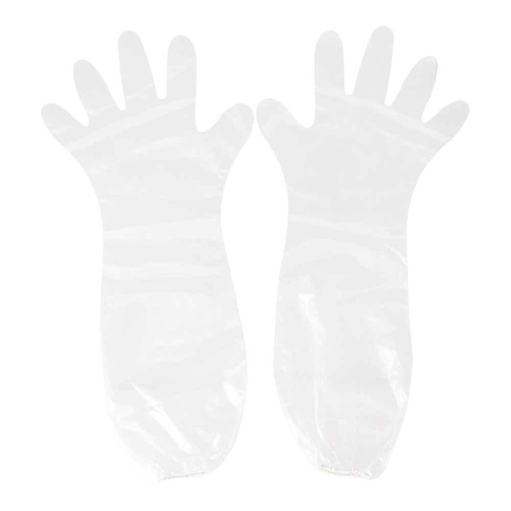 LIFELEX　腕カバー付ロング手袋　３０枚入り　フリーサイズ　半透明パウダー無し　食品非対応